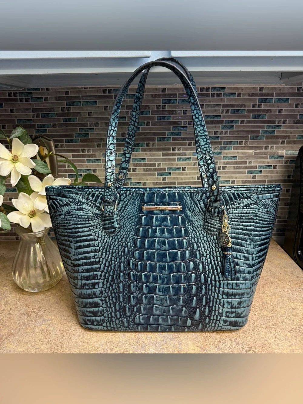 Brahmin Verdigris Medium Asher purse
